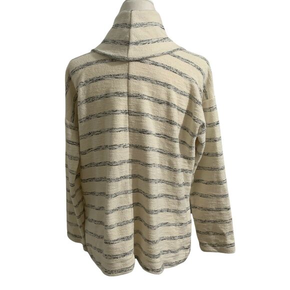 Loft Pullover Sweater Small Womens Ivory Black Striped Cowl neck Texture - Picture 2 of 11